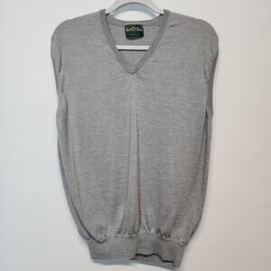 Alan Paine V-neck Jumper Sweater Vest XL EU 54 Gray Elastic Waist Merino Wool